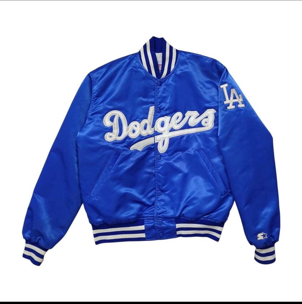Vintage 90s Los Angeles Dodgers Starter Satin Bomber Jacket Size L